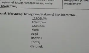 Tabela przedstawia jednostki klasyfikacji biologicznej (taksony) i ich hierarchię dla roślin i zwierząt, od królestwa do gatunku.