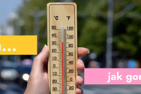 Uch... gorąco! Termometr pokazuje wysoką temperaturę, a miejska wyspa ciepła daje się we znaki w upalny dzień.