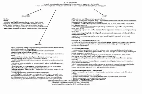 Schemat budowy komórki eukariotycznej: składniki, budowa, cechy. Opisuje budowę błony komórkowej, jej składniki (białka, lipidy, cholesterol, glikolipidy) i funkcje.
