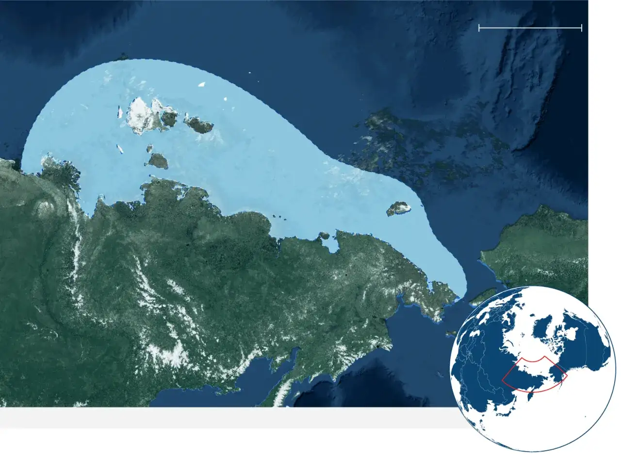 Mapa pokazuje obszar wiecznej zmarzliny inaczej, rozciągający się od północnej Rosji po wyspy Arktyki.